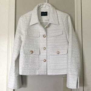 NWOT Dolce Cabo White Tweed Cropped Blazer-Jacket small